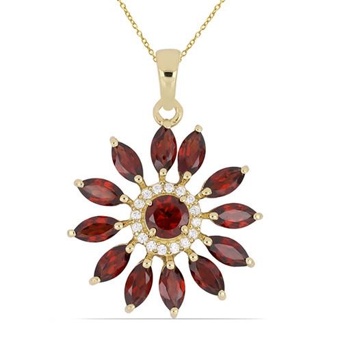 4.20 CT GARNET GOLD PLATED STERLING SILVER PENDANTS WITH WHITE ZIRCON #VP017750